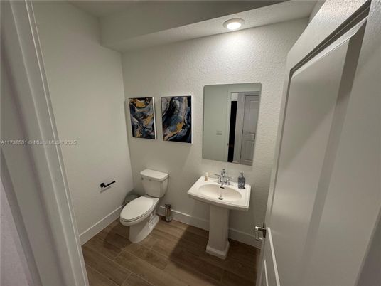 Bathroom, Interior, Recessed Lighting, Wood Texture Flooring