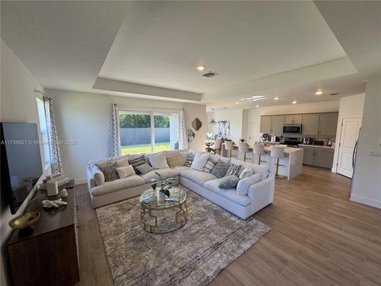 Interior, Kitchen, Living room, Recessed Lighting, Stainless Steel Appliances, Wood Texture Flooring