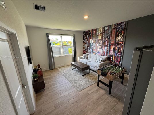 Game Room, Interior, Living room, Recessed Lighting, Wood Texture Flooring