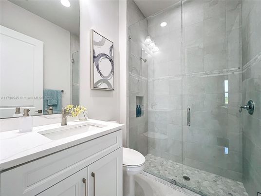 Bathroom, Glass Shower, Interior, Recessed Lighting