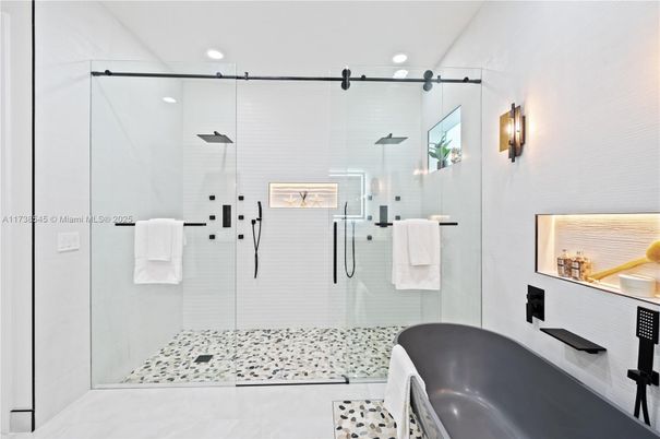 Bathroom, Glass Shower, Interior, Recessed Lighting
