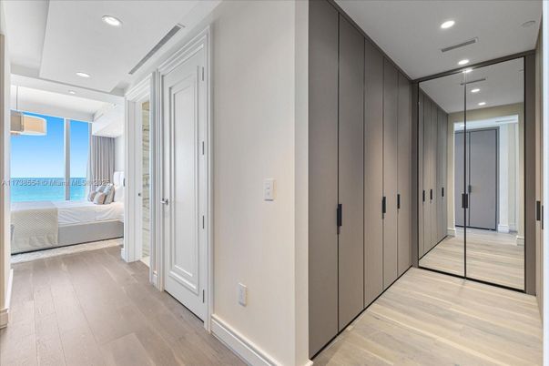 Bedroom, Interior, Recessed Lighting, Water, Wood Texture Flooring
