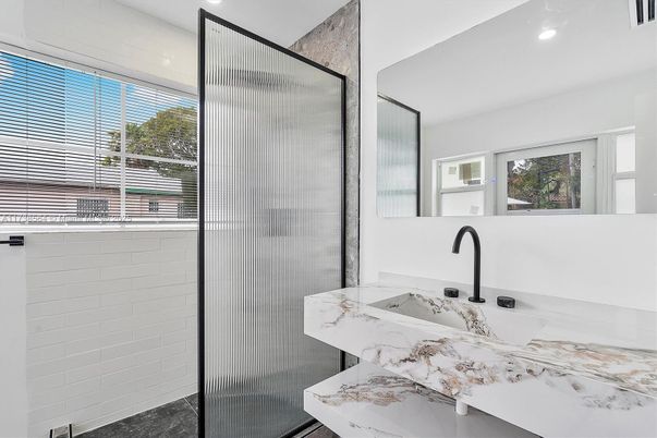 Bathroom, Glass Shower, Interior, Recessed Lighting