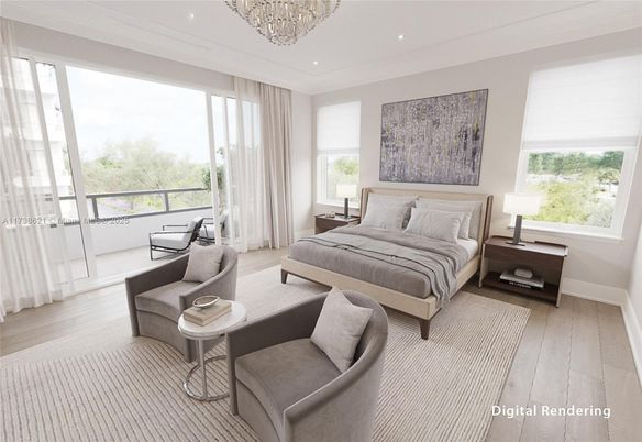 Bedroom, Chandelier, Interior, Recessed Lighting, Wood Texture Flooring