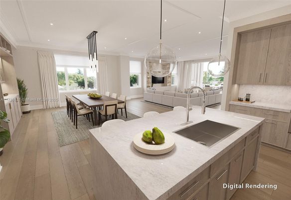 Dining room, Interior, Kitchen, Living room, Pendant Lights, Recessed Lighting, Wood Texture Flooring