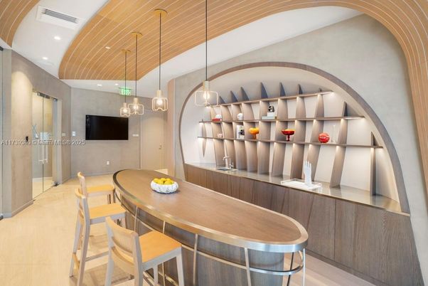Dining room, Interior, Pendant Lights, Recessed Lighting, Wooden Ceilings, Wood Texture Flooring