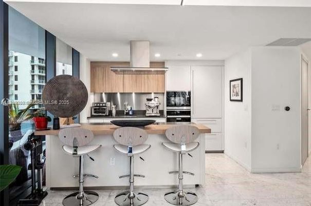 Interior, Kitchen, Marble, Recessed Lighting, Stainless Steel Appliances