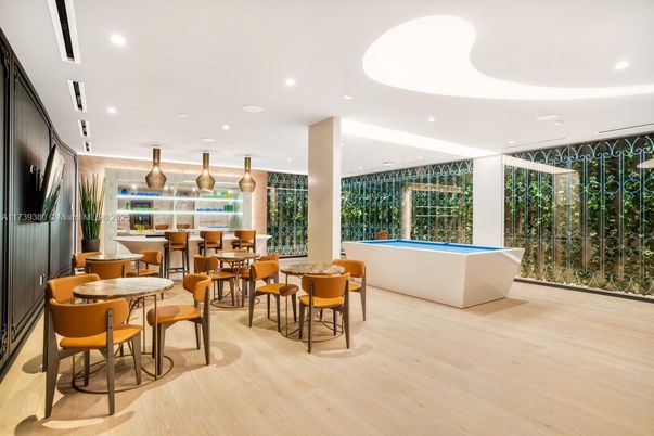 Dining room, Interior, Pendant Lights, Recessed Lighting, Wood Texture Flooring