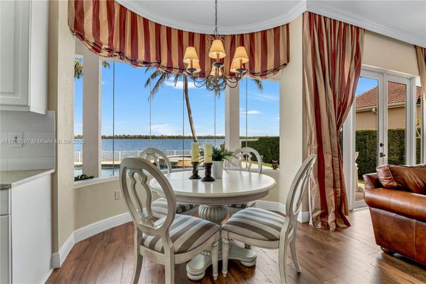 Chandelier, Dining room, Interior, Water, Wood Texture Flooring