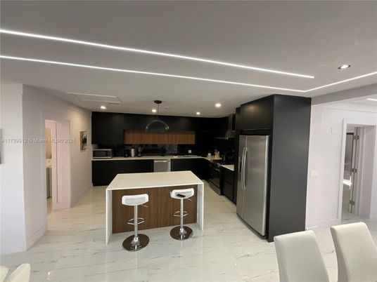 Interior, Kitchen, Marble, Recessed Lighting, Stainless Steel Appliances