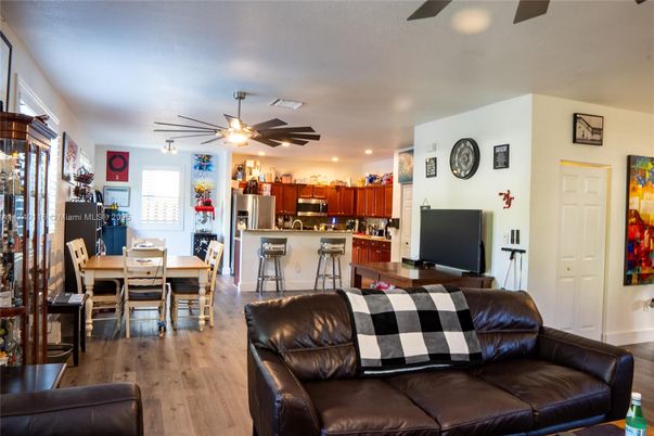 Dining room, Interior, Kitchen, Living room, Pendant Lights, Recessed Lighting, Wood Texture Flooring