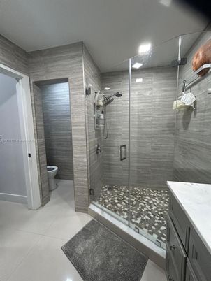 Bathroom, Glass Shower, Interior, Recessed Lighting