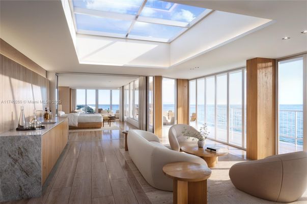 Glass Ceilings, Interior, Living room, Recessed Lighting, Water, Wood Texture Flooring