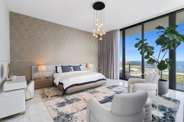 Bedroom, Interior, Marble, Pendant Lights, Water