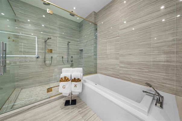 Bathroom, Glass Shower, Interior, Recessed Lighting
