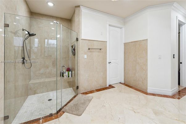 Bathroom, Glass Shower, Interior, Recessed Lighting