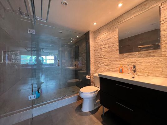 Bathroom, Glass Shower, Interior, Recessed Lighting