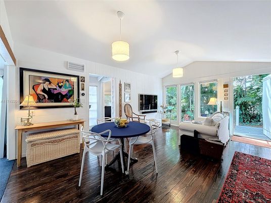 Dining room, Fireplace, Interior, Living room, Pendant Lights, Wood Texture Flooring