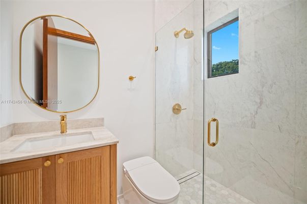 Bathroom, Glass Shower, Interior, Marble Walls