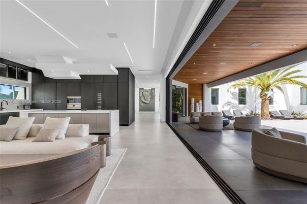 Interior, Kitchen, Living room, Recessed Lighting, Stainless Steel Appliances, Wooden Ceilings