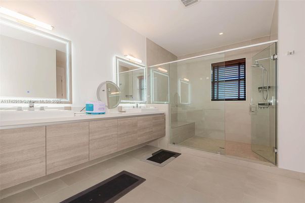 Bathroom, Dual Sink Vanities, Glass Shower, Interior, Recessed Lighting