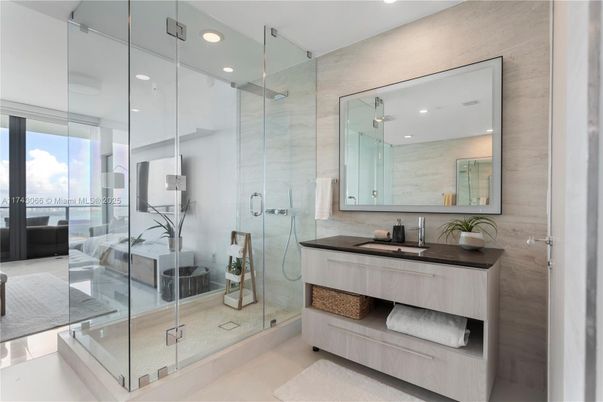 Bathroom, Glass Shower, Interior, Recessed Lighting