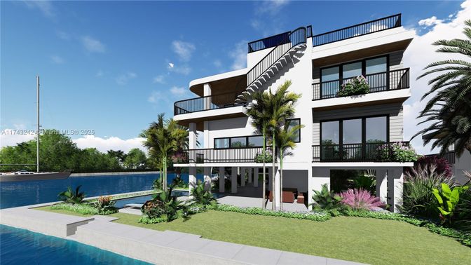 Backyard, Exterior, Facade, Pool, Modern