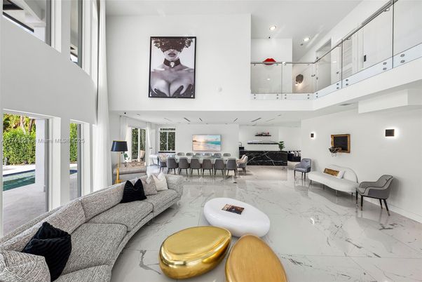 Dining room, Fireplace, Interior, Living room, Marble, Recessed Lighting