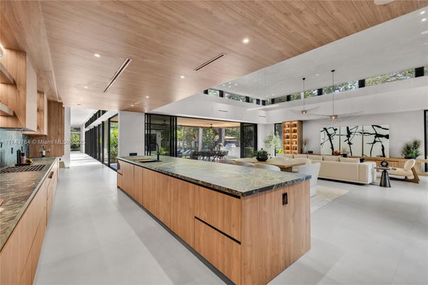 Interior, Kitchen, Living room, Pendant Lights, Recessed Lighting, Wooden Ceilings