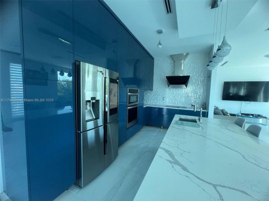 Interior, Kitchen, Marble, Pendant Lights, Stainless Steel Appliances
