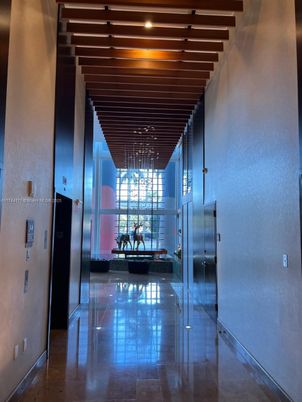 Elevator, Interior, Wooden Beams