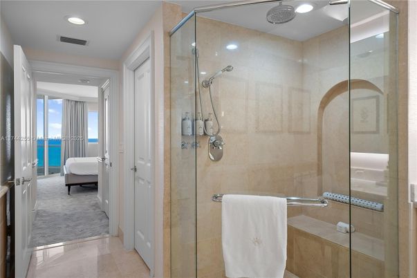 Bathroom, Glass Shower, Interior, Recessed Lighting