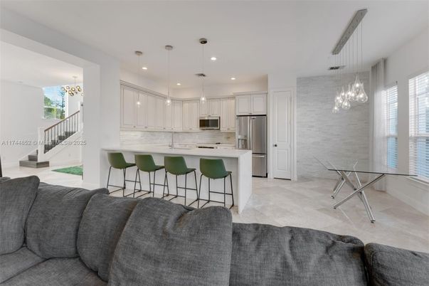 Interior, Kitchen, Pendant Lights, Recessed Lighting, Stainless Steel Appliances