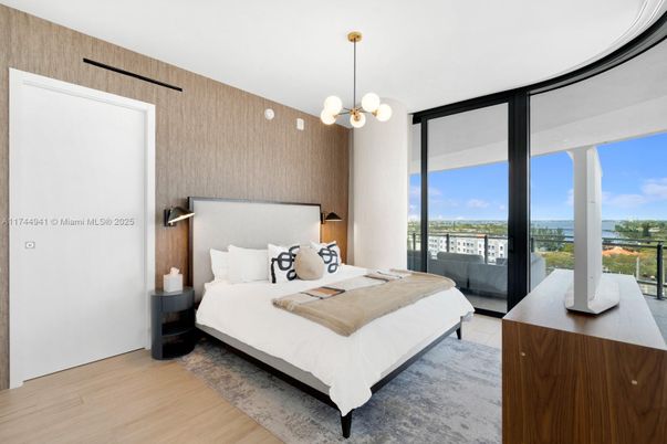 Bedroom, Interior, Pendant Lights, Wood Texture Flooring
