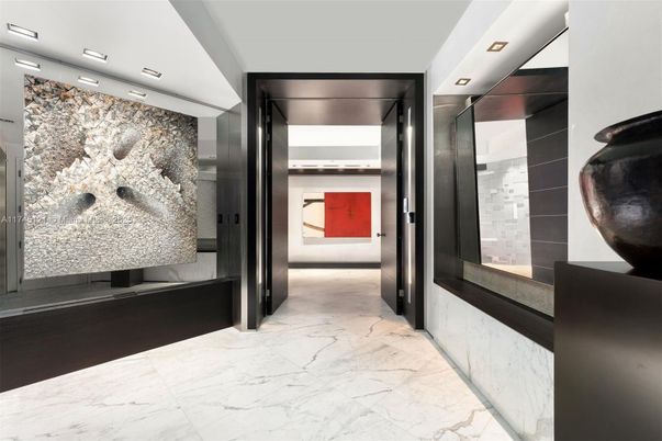 Elevator, Interior, Marble, Recessed Lighting