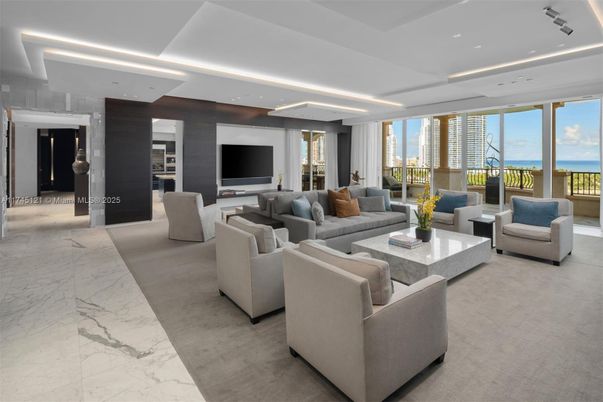 Interior, Living room, Marble, Recessed Lighting, Water
