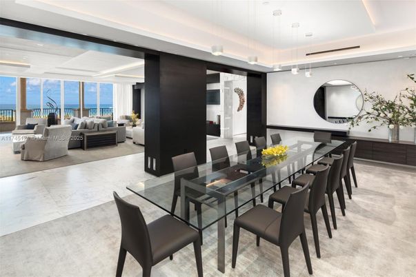 Dining room, Interior, Living room, Marble, Pendant Lights, Water