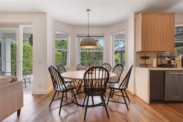 Dining room, Interior, Kitchen, Pendant Lights, Wood Texture Flooring
