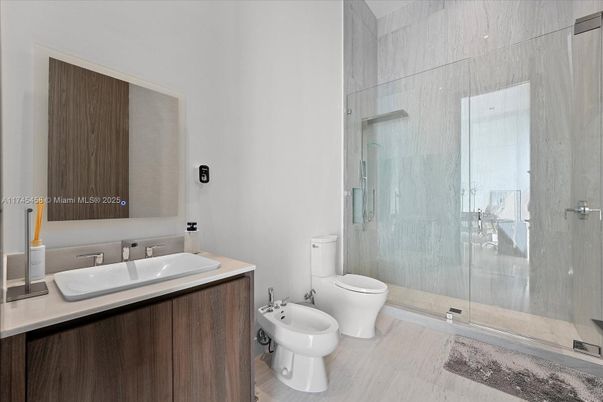 Bathroom, Glass Shower, Interior, Wood Texture Flooring