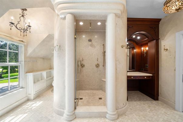 Bathroom, Glass Shower, Interior, Recessed Lighting