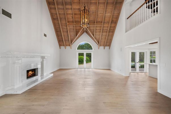 Fireplace, Interior, Pendant Lights, Wooden Beams, Wooden Ceilings, Wood Texture Flooring