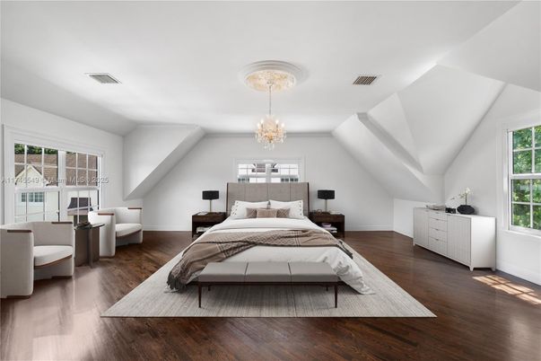 Bedroom, Chandelier, Interior, Wood Texture Flooring