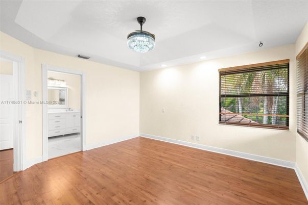 Bathroom, Chandelier, Empty room, Interior, Recessed Lighting, Wood Texture Flooring