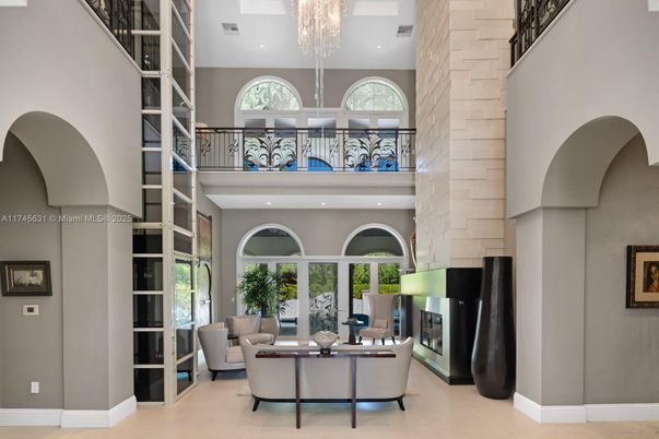 Chandelier, Fireplace, Interior, Living room, Recessed Lighting