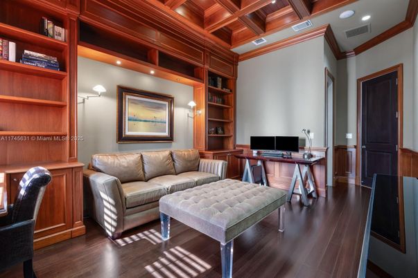 Home Office, Interior, Recessed Lighting, Wooden Beams, Wooden Ceilings, Wood Texture Flooring
