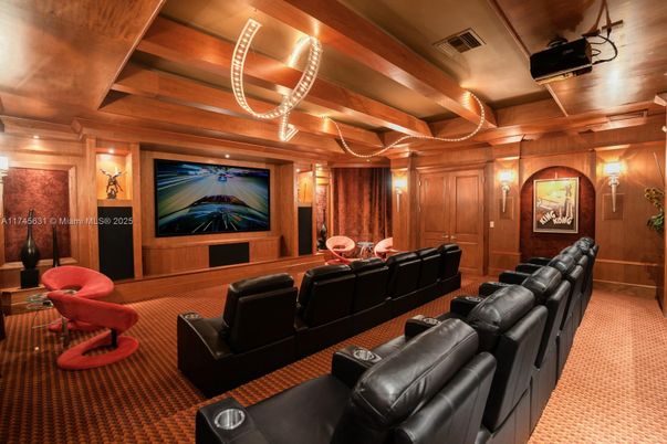 Home Theatre Room, Interior, Projection Screen, Theatre Room, Wooden Walls