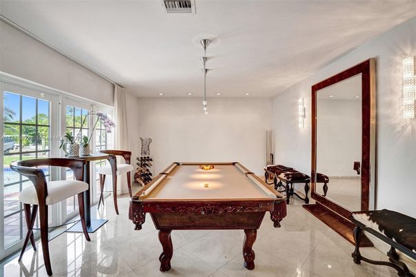 Billiard Table, Game Room, Interior, Pendant Lights, Recessed Lighting