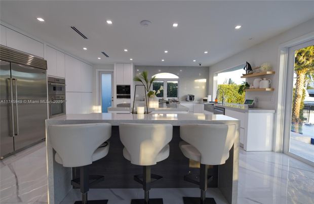 Interior, Kitchen, Marble, Recessed Lighting, Stainless Steel Appliances