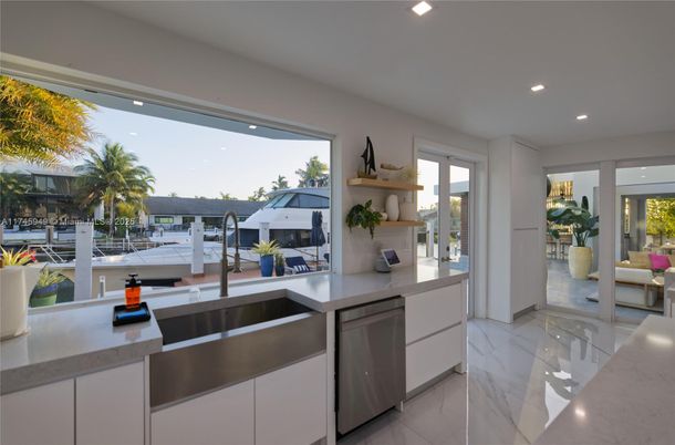 Interior, Kitchen, Marble, Recessed Lighting, Stainless Steel Appliances