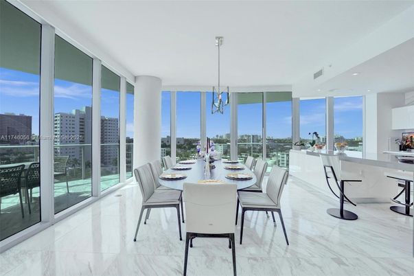 Dining room, Interior, Marble, Pendant Lights, Recessed Lighting